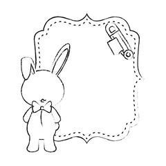 baby shower card with rabbit icon over white background vector illustration