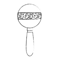 baby shower card with rattle icon over white background vector illustration