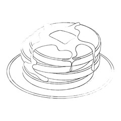 plate with pancakes icon over white background vector illustration