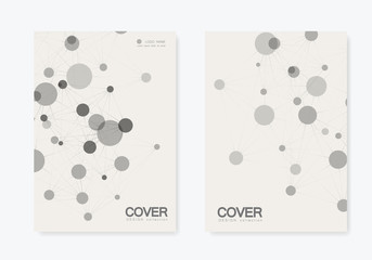 Abstract polygonal network shapes with connecting dots and lines. Cover technology template