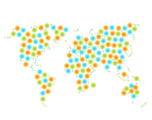 Vector multicolor stylized map. Image of world. Ecology poster. Infographic elements