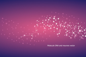 Structure molecule dna and neurons, connected lines with dots, genetic and chemical compounds, vector illustration.