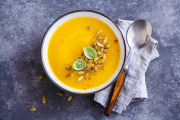 Pumpkin soup with basil
