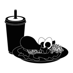 chicken drumsticks plate icon vector illustration graphic design