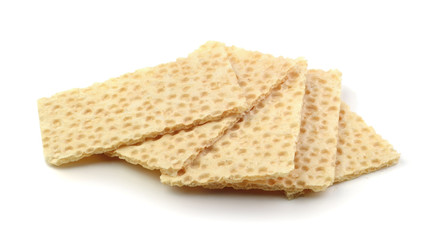 Pieces of dry bread crackers