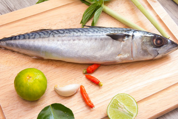 Prepare fish on  cutting board