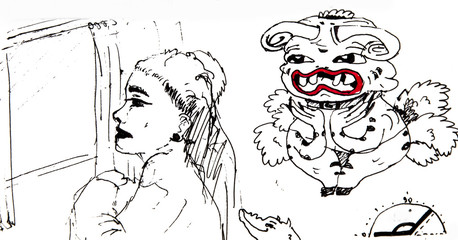 Manga style illustration, sketch