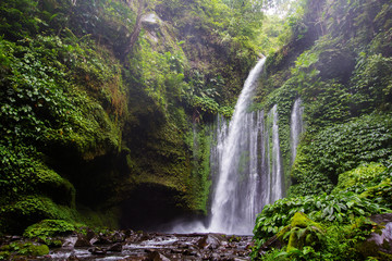 Beautuful waterfall near Rinjani, Senaru, Lombok, Indonesia