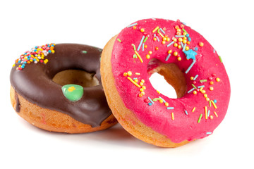 two glazed donut isolated on white background