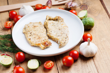 Fried pork meat and vegetables 