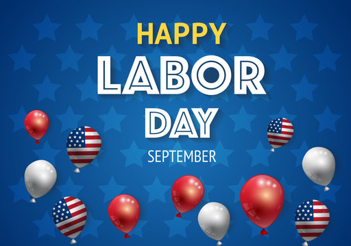 Labor day banner template decor with American flag balloons design.American labor day wallpaper.Vector illustration