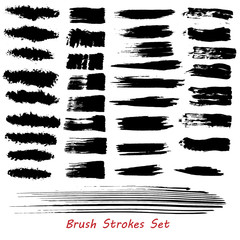 Grungy brush strokes set over white background. Hand drawn grunge. Elements for your work and design. Eps10