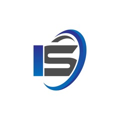 vector initial logo letters is with circle swoosh blue gray