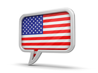 Speech bubble with USA flag. Image with clipping path