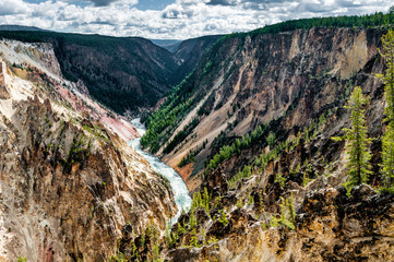 Vue du canyon et des rapides de la rivière Yellowstone au niveau de Point Sublime dans le Yellowstone National Park