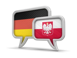 Speech bubbles with flags. Image with clipping path