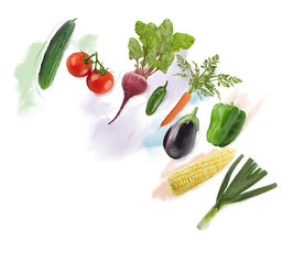 Fresh Vegetables watercolor