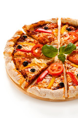 Pizza on white background