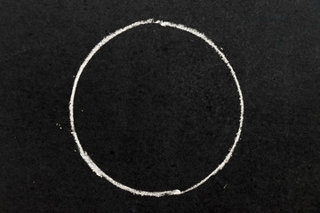 White chalk hand drawing as circle shape on black board background - obrazy, fototapety, plakaty