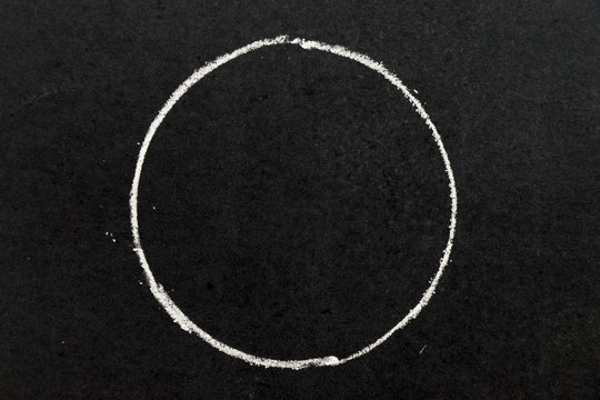White chalk hand drawing as circle shape on black board background
