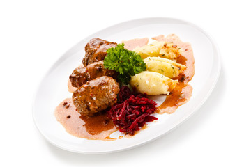 Wrapped pork chop with vegetables