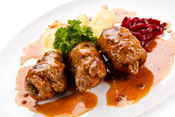 Wrapped pork chop with vegetables