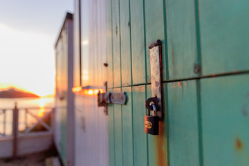 Beach Scenes Sunset Huts Surf Seaside