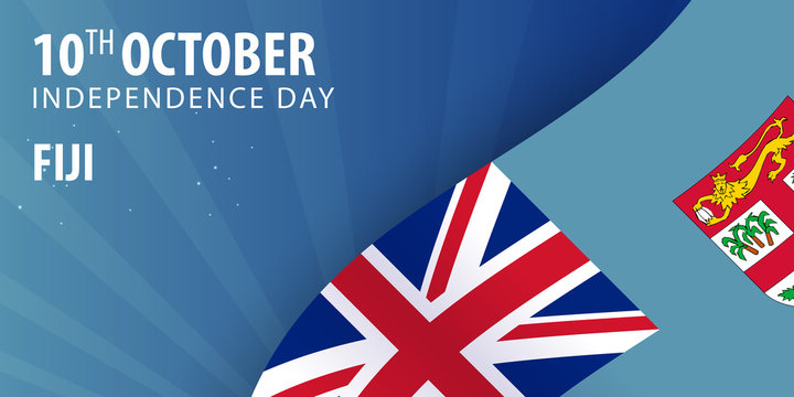 Independence day of Fiji. Flag and Patriotic Banner. - Powered by Adobe