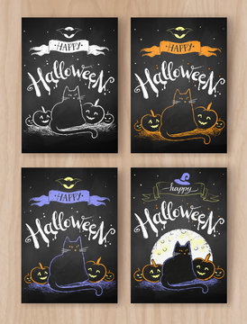 Vector collection of Halloween postcards