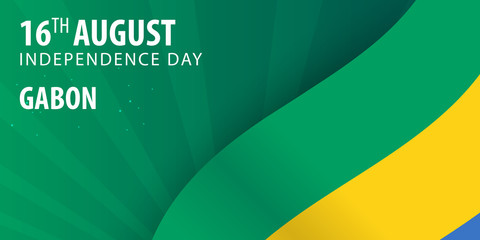 Independence day of Gabon. Flag and Patriotic Banner.