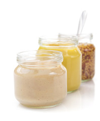 mustard sauce collection on white