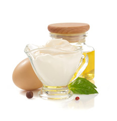mayonnaise sauce on white background