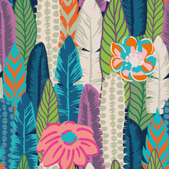 Abstract color seamless plants and flowers