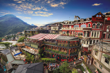 Jiufen, Taipei, Taiwan. The meaning of the Chinese text in the picture is the red globe of Jiufen