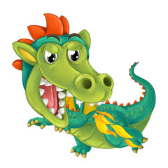 Fototapeta premium cartoon happy and funny dragon isolated - illustration for children