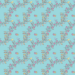 Vintage Floral Seamless Background with Birds