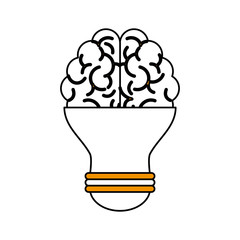 Brain and light bulb icon of big idea and creativity theme Isolated design Vector illustration