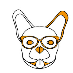 Hipster french bulldog of dog pet and animal theme Isolated design Vector illustration