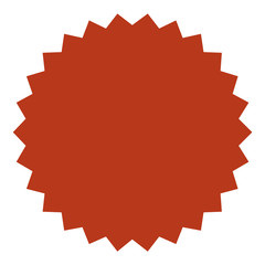 Red starburst, sunburst badge.  Vintage label, sticker. Simple flat style.Design elements. Vector illustration