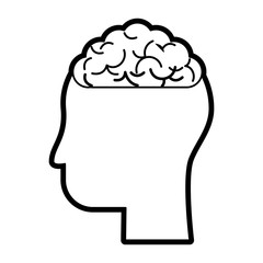 Brain and head icon of human organ and mind theme Isolated design Vector illustration