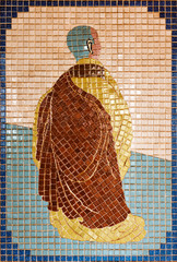 Wall mosaic pattern of Chinese monks.
