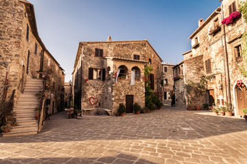Old town of Montemerano, Tuscany, Italy. - obrazy, fototapety, plakaty