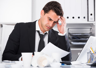 Businessman working in hot office