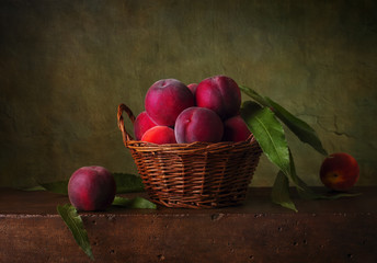 Still life with pears in the basket