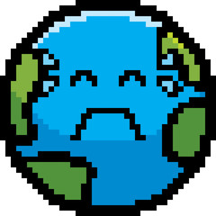 Crying 8-Bit Cartoon Earth