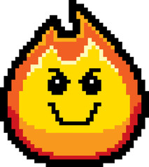 Obraz premium Evil 8-Bit Cartoon Flame