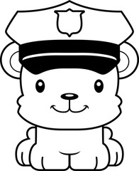 Cartoon Smiling Police Officer Bear