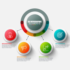 Presentation business 3d infographics vector design template. Can be used for steps, concept with 4 options, parts or processes, workflow, graph, diagram, chart, marketing icons, info graphics.