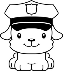 Cartoon Smiling Police Officer Puppy