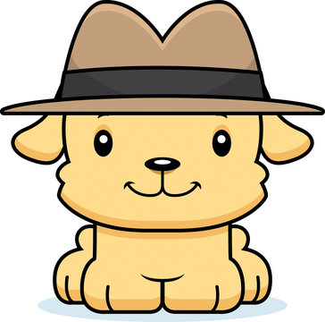 Cartoon Smiling Detective Puppy